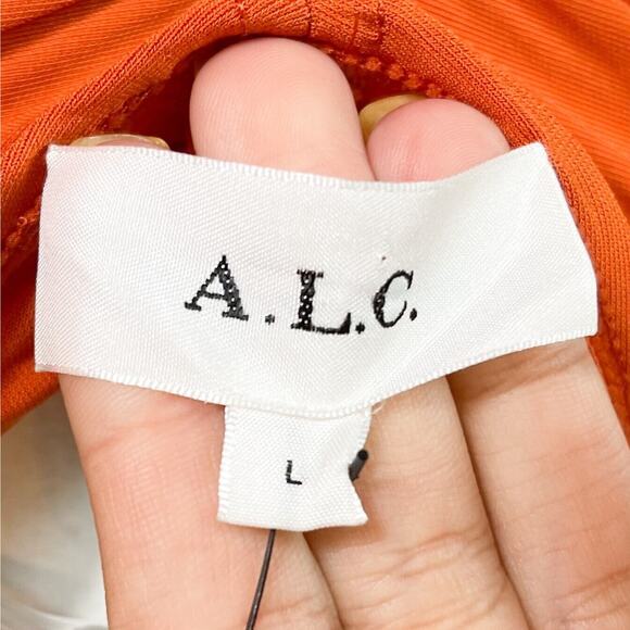 Orange Ruched Long Sleeve Dress - Picture 6 of 8